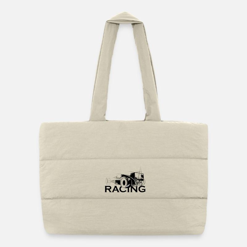 Icône d’illustration de course Icône de logo Voiture de course Sac shopping matelassé