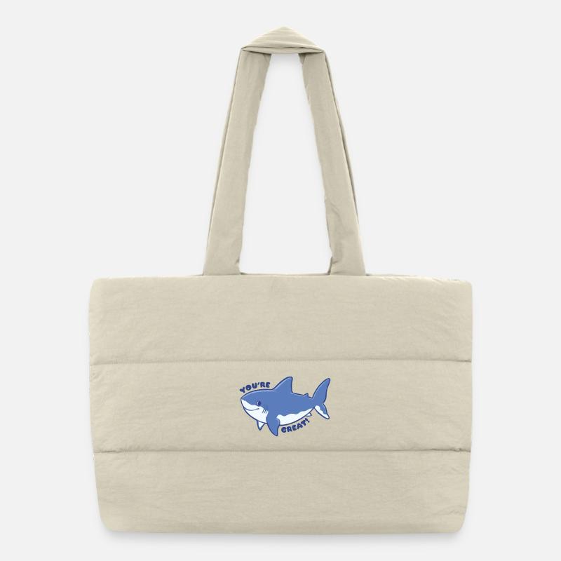 Funny Shark – You're Great Puffer Shopping Bag