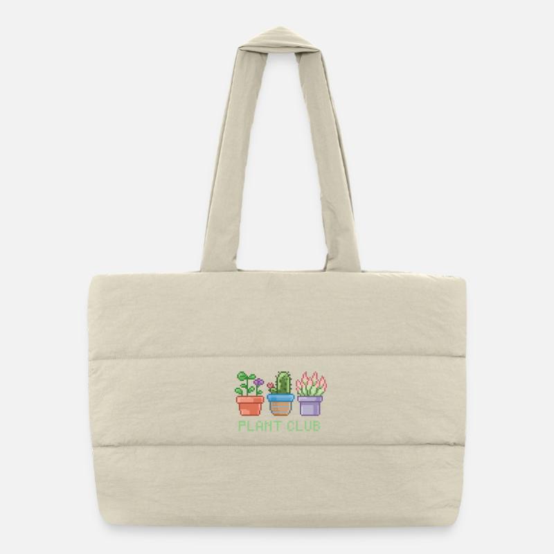 Pixel Plant Club Vibes - Puffer-Einkaufstasche - Naturweiß