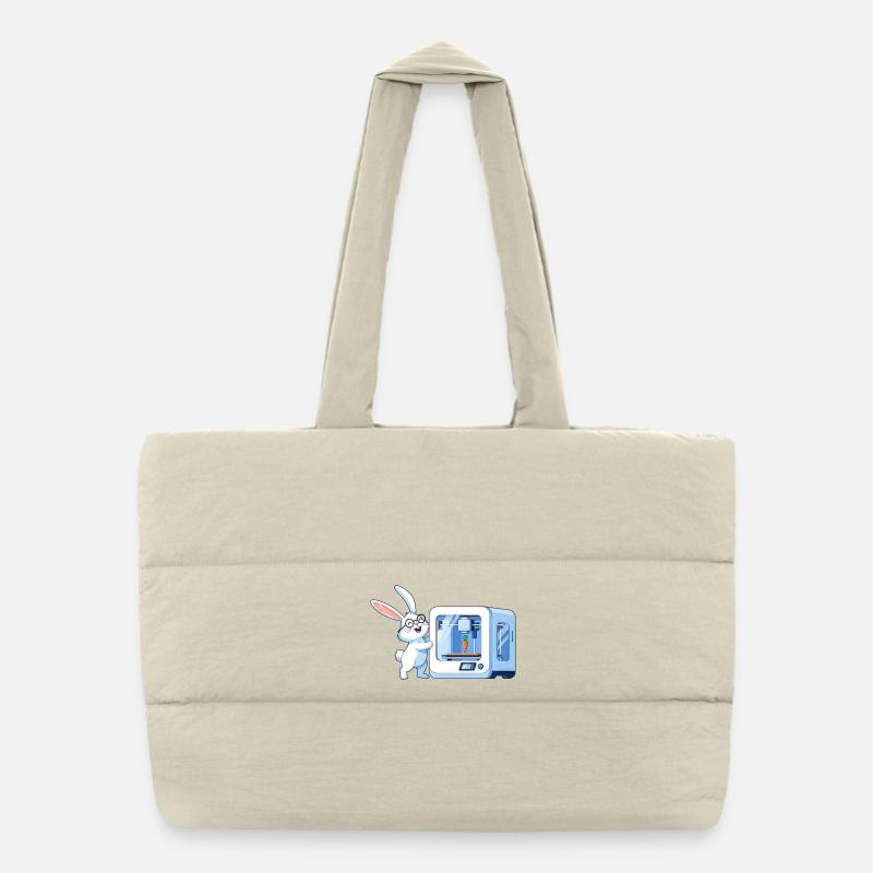 Funny Rabbit Nerd Programmeur Imprimante 3D Sac shopping matelassé