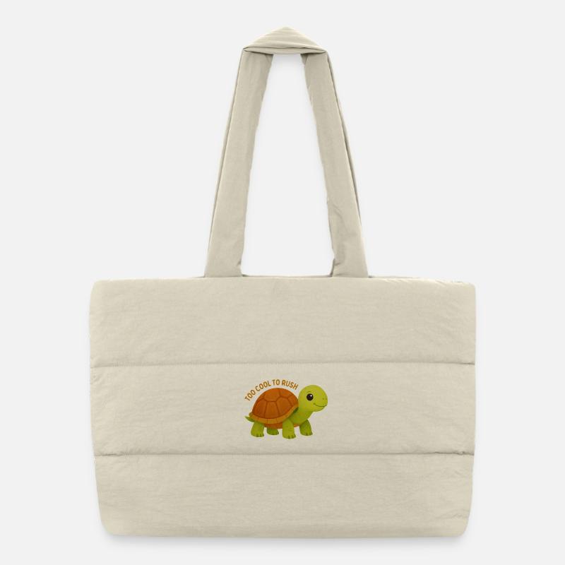 Too Cool To Rush Turtle Puffer Shopping Bag