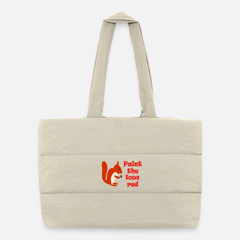 Squirrel Painter: Paint the Town Red Puffer Shopping Bag
