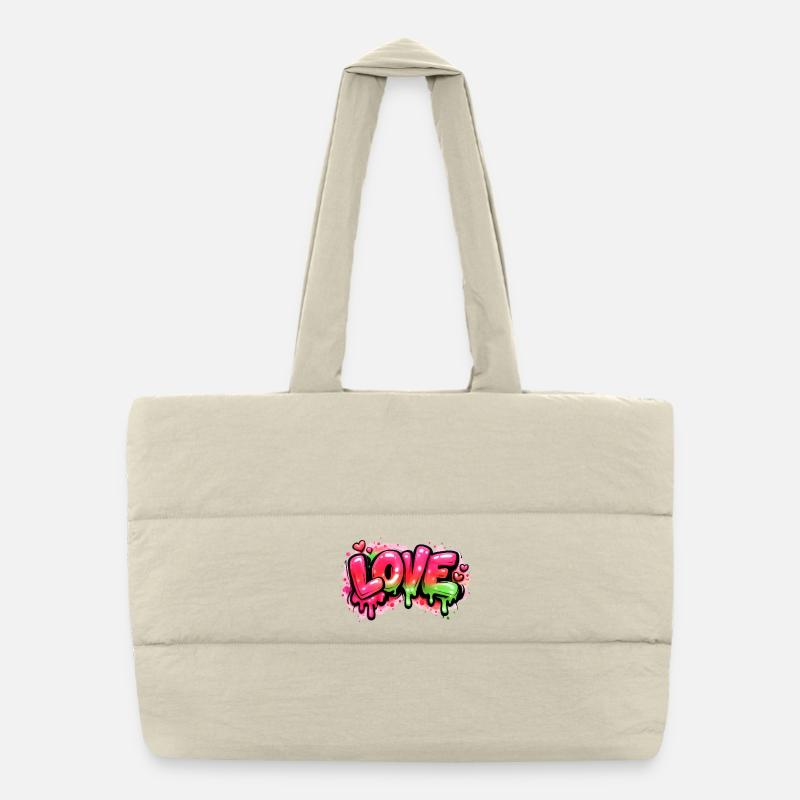 Love - Puffer Shopping Bag - natural