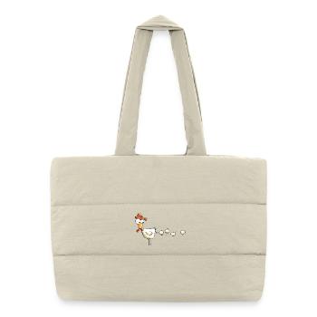 Hen lays a lot of eggs - Cartoon - Chicken - Gift - Puffer Shopping Bag - natural - Front