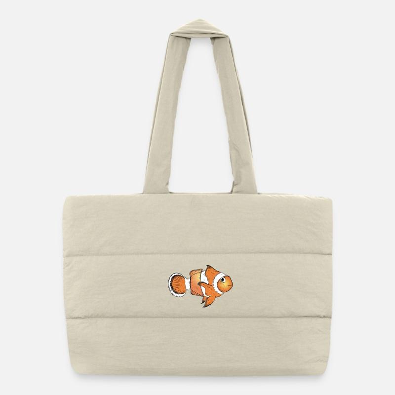 gezeichneter Clownfisch in leuchtend orange - Puffer-Einkaufstasche - Naturweiß