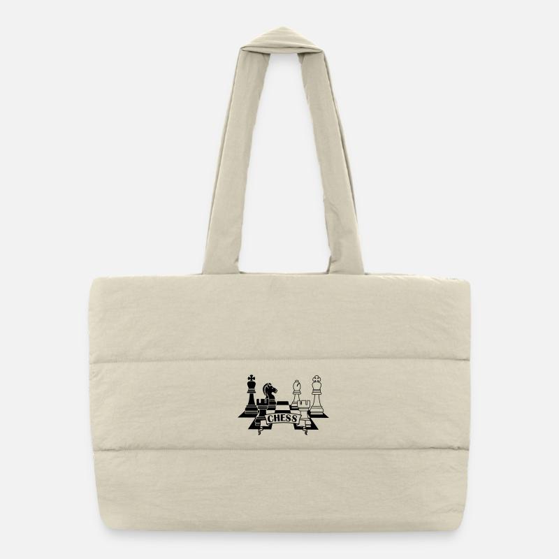 Schachfiguren mit Text CHESS Puffer-Einkaufstasche