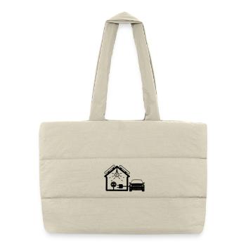 House with solar panels car - Puffer Shopping Bag - natural - Front