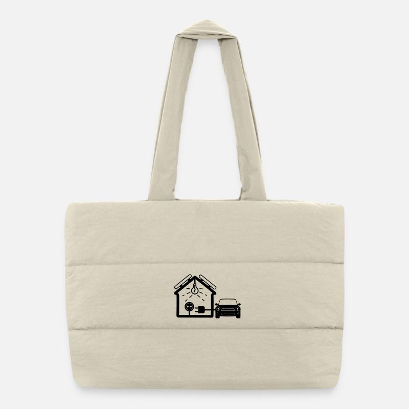 Maison avec panneaux solaires voiture Sac shopping matelassé