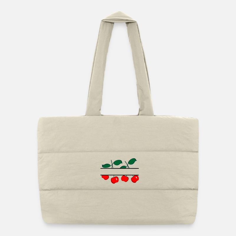 Cherry banner with red cherries Puffer Shopping Bag