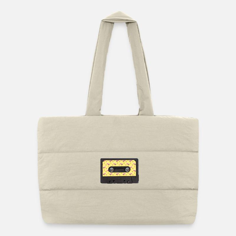 Graphisme d’été Flamingo vintage cassette Sac shopping matelassé