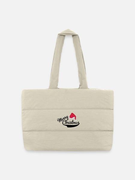 merry Christmas - Gesteppte Shopping Bag - Naturweiß