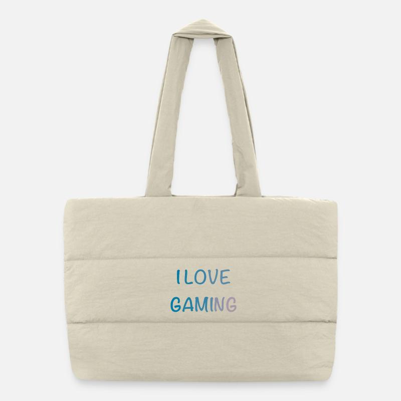 I Love Gaming Aquarell - Puffer-Einkaufstasche - Naturweiß