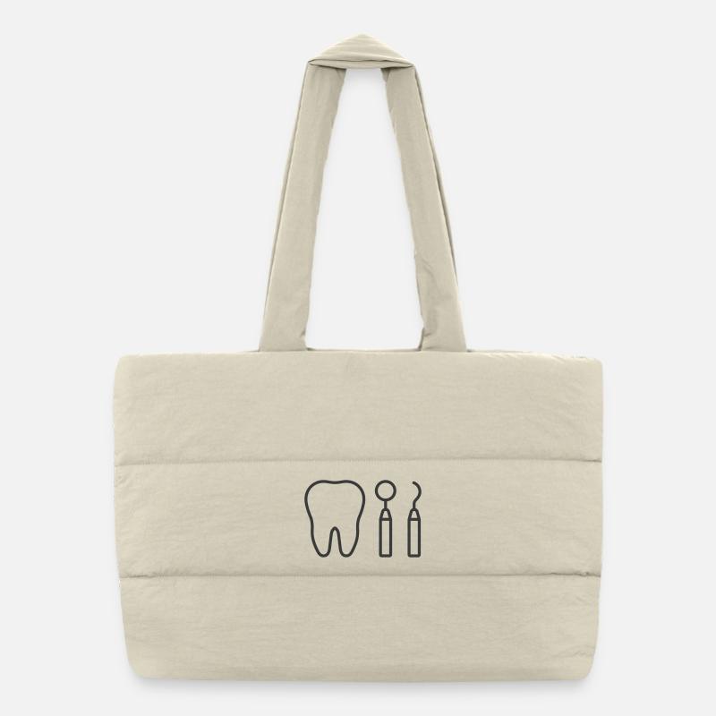 Dental Care Icon – Tooth with Dentist Tools Puffer Shopping Bag