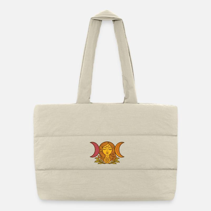 Phases de lune célestes avec motif floral Sac shopping matelassé
