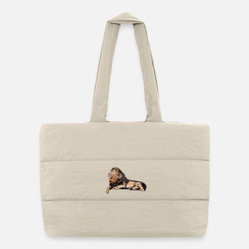 Lion majestueux couché Sac shopping matelassé