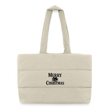 Klassisches Merry-Christmas Design mit Glocken - Puffer-Einkaufstasche - Naturweiß - Vorne