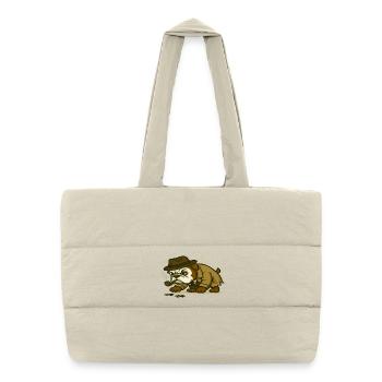 Detective Bulldog with Pipe and Footprints - Puffer Shopping Bag - natural - Front