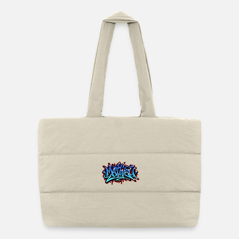 Mathieu Graffiti Neon Printable on Textile Puffer Shopping Bag