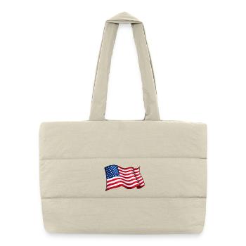 USA Flag Wave Motif - Puffer Shopping Bag - natural - Front