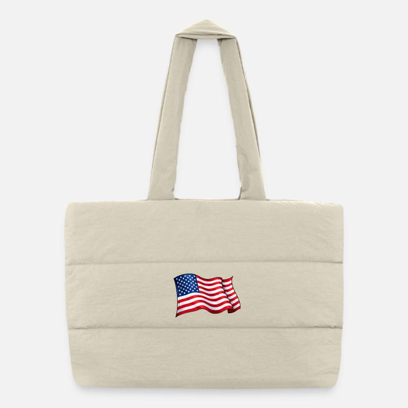 USA Flag Wave Motif Puffer Shopping Bag