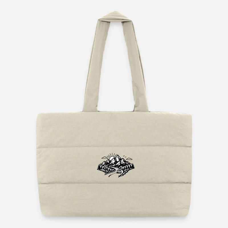 Alpine Road Trip Silhouette Puffer-Einkaufstasche