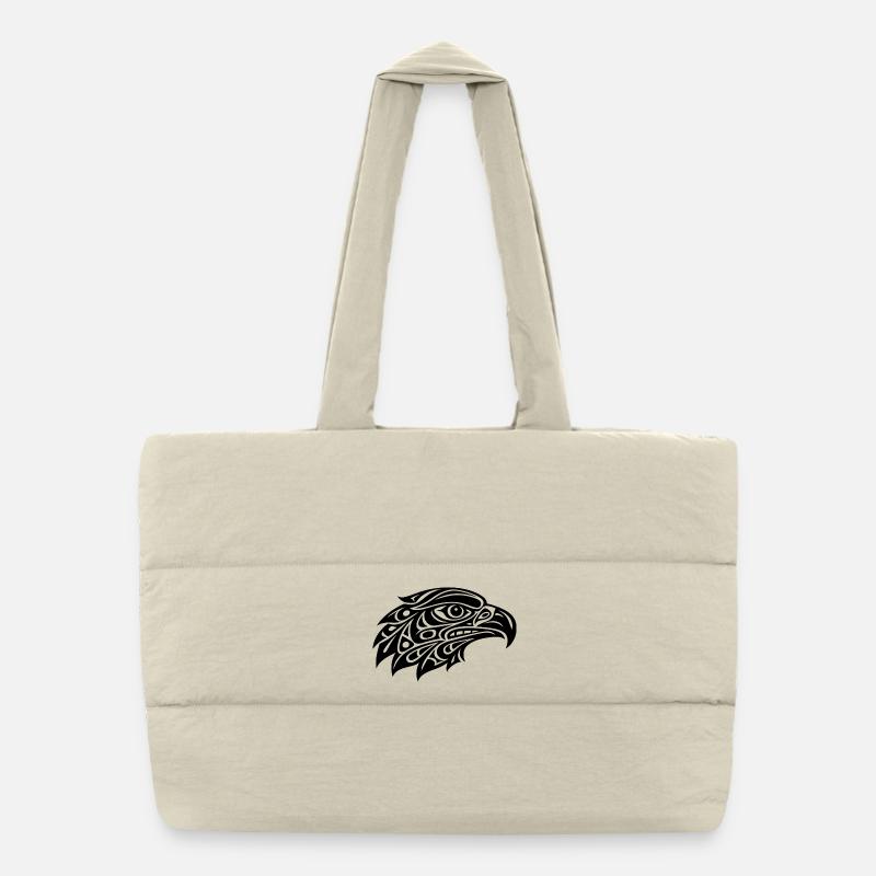 Tribal Eagle Head – Powerful Black & White Design - Puffer Shopping Bag - natural