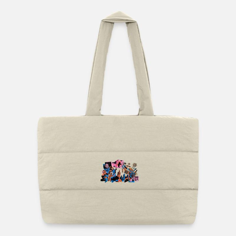 Fallas De Valencia Fireworks Risograph Puffer Shopping Bag