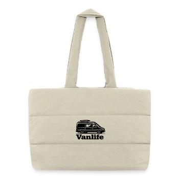 Vanlife Silhouette Minimalist Black Shirt - Puffer-Einkaufstasche - Naturweiß - Vorne