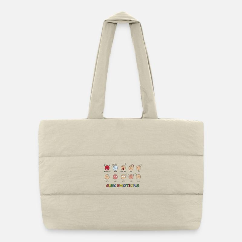 GEEK EMOTIONS - BLACK Text - Puffer Shopping Bag - natural