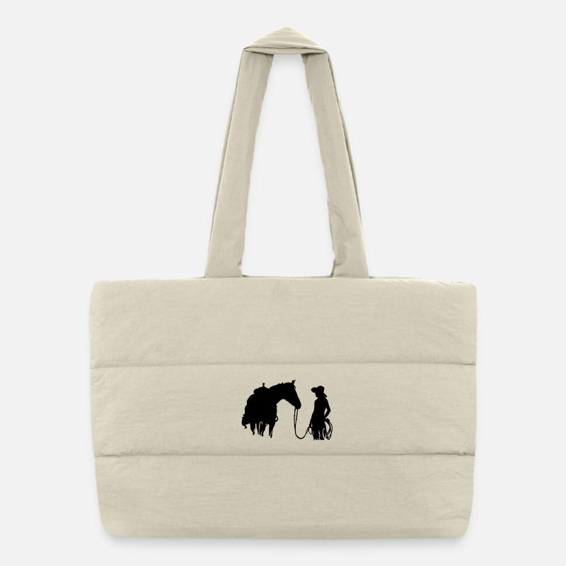 cheval et femme Sac shopping matelassé