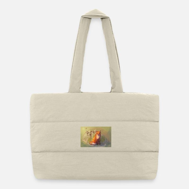 Autumn Fox Poster - Puffer Shopping Bag - natural