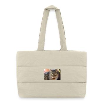 Katze Kätzchen Poster Katzenposter Tigerkatze - Puffer-Einkaufstasche - Naturweiß - Vorne