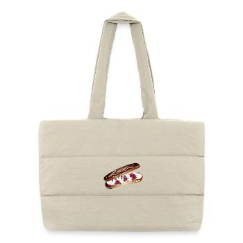 Illustration eines Eclairs mit Sahne und Liebe - Puffer-Einkaufstasche - Naturweiß - Vorne