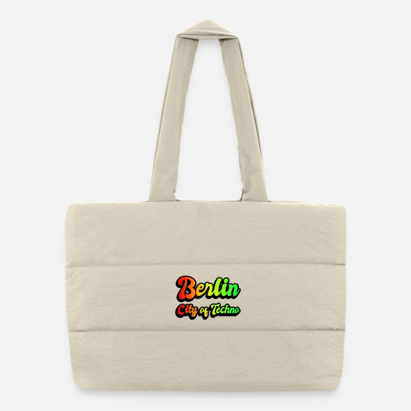 Berlin Stadt des Technos Regenbogen Puffer-Einkaufstasche
