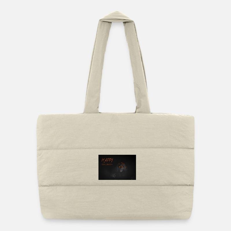 Oranger Halloween Schädel Glow Puffer-Einkaufstasche