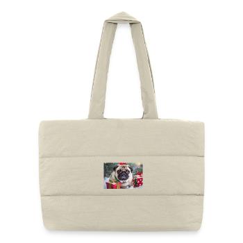 Cute Christmas Pug with Gifts - Puffer Shopping Bag - natural - Front