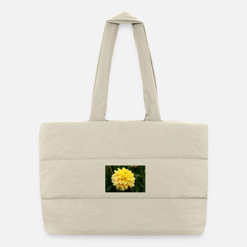 Dahlia Yellow Blossom ,Flower Puffer Shopping Bag