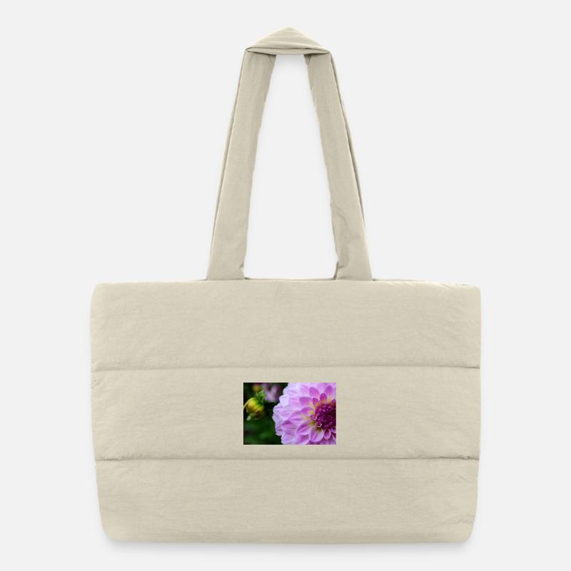 Dahlie pink rosa violett Blüte ,Blume - Puffer-Einkaufstasche - Naturweiß