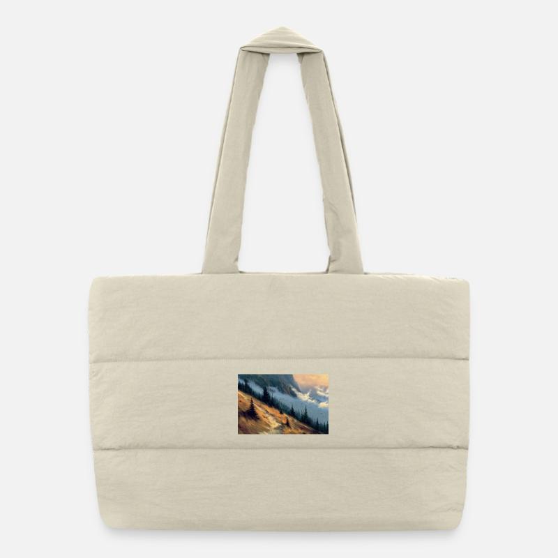 Poster Illustration Paysage de Montagne Sac shopping matelassé
