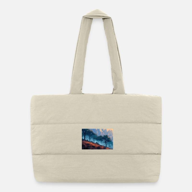 Poster Illustration Paysage de Forêt Sac shopping matelassé