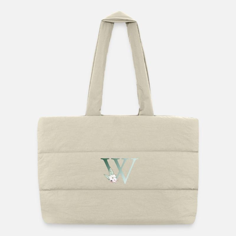 W Monogramme, Floral, Personnalisable Sac shopping matelassé