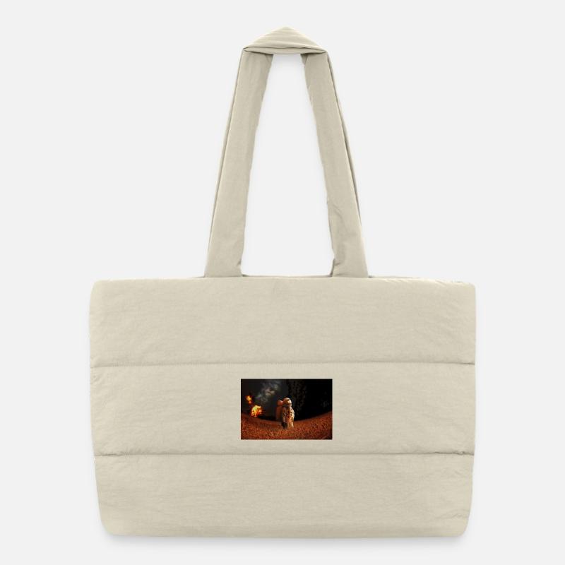 Astronaut auf der zerstörten Erde Puffer-Einkaufstasche