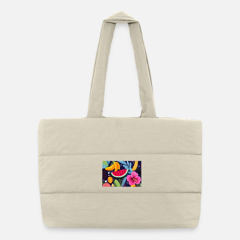 Colorful Tropical Fruits Puffer Shopping Bag