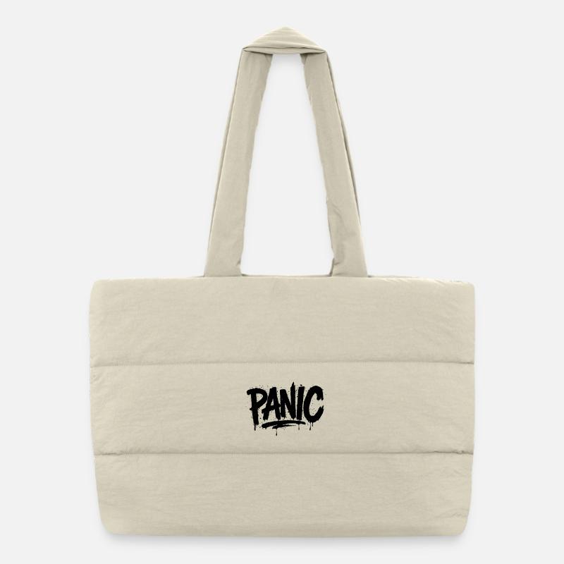 Expressive Graffiti „Panic“ Schriftart Puffer-Einkaufstasche