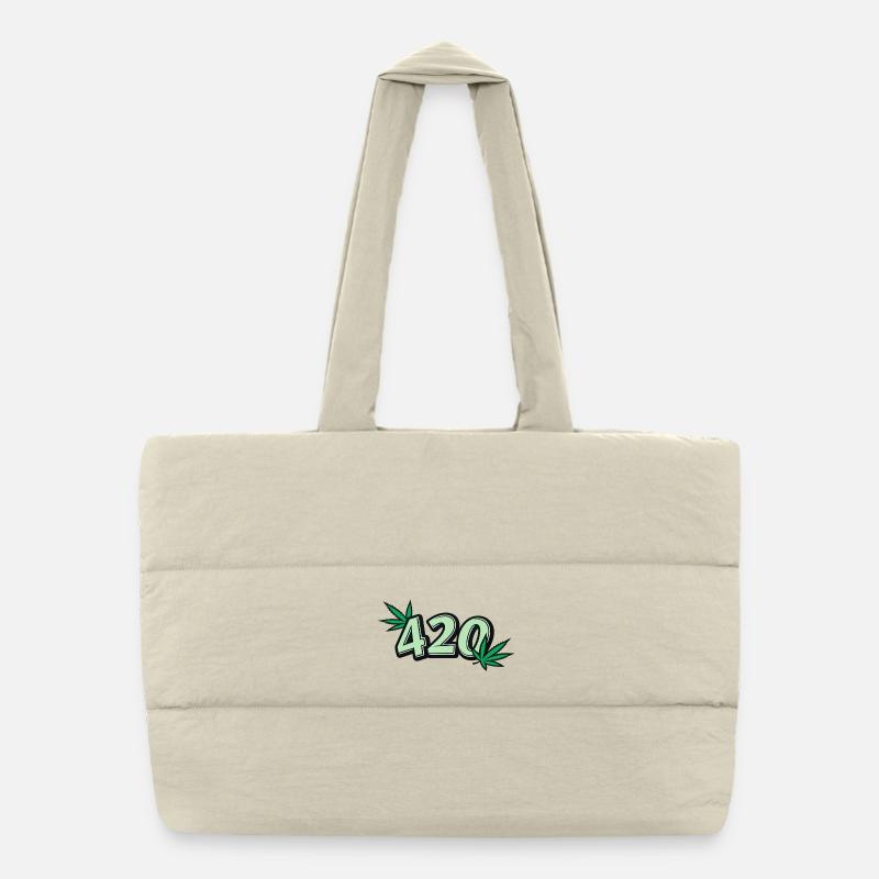 420 Cannabis Leaf Graphic | Stoner Vibes Puffer Shopping Bag