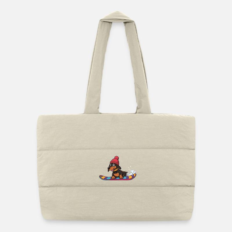 Snowboard teckel en hiver Sac shopping matelassé