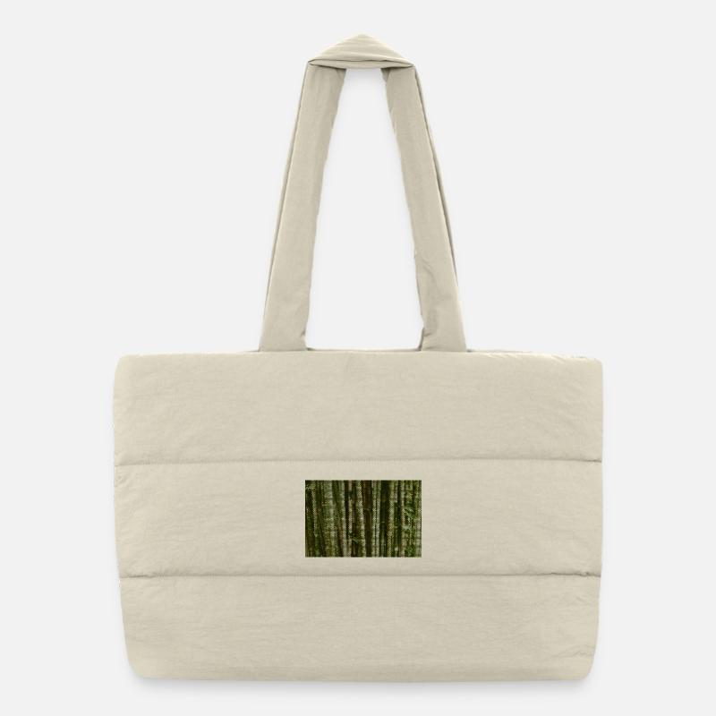 Forest Camouflage Grid Pattern Puffer Shopping Bag