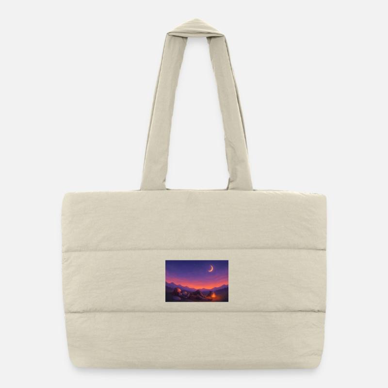Moonlit Night Knight by the Fire Puffer Shopping Bag