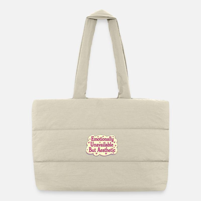 Emotionally Unavailable Retro Aesthetic Puffer Shopping Bag
