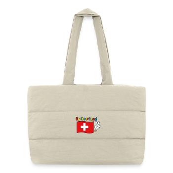 Schweiz Flagge - Puffer-Einkaufstasche - Naturweiß - Vorne